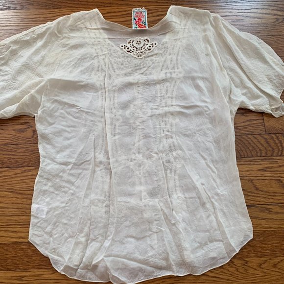 🌿 Johnny Was Ivory Embroidered Boho Tunic – Size M – VGUC - Picture 7 of 7